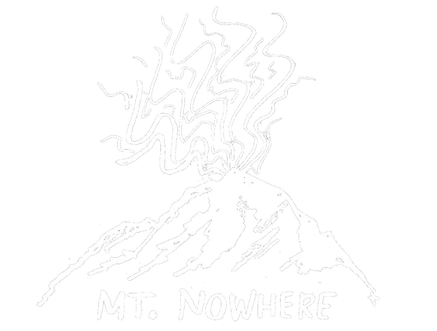 Mt. Nowhere- hand-drawn erupting volcano