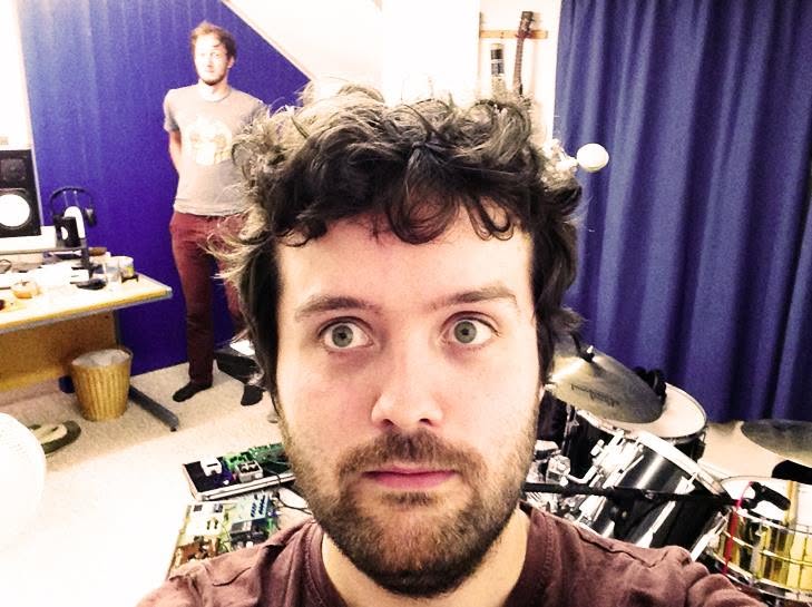 In the studio recording drums for Winter Songs at Tim's